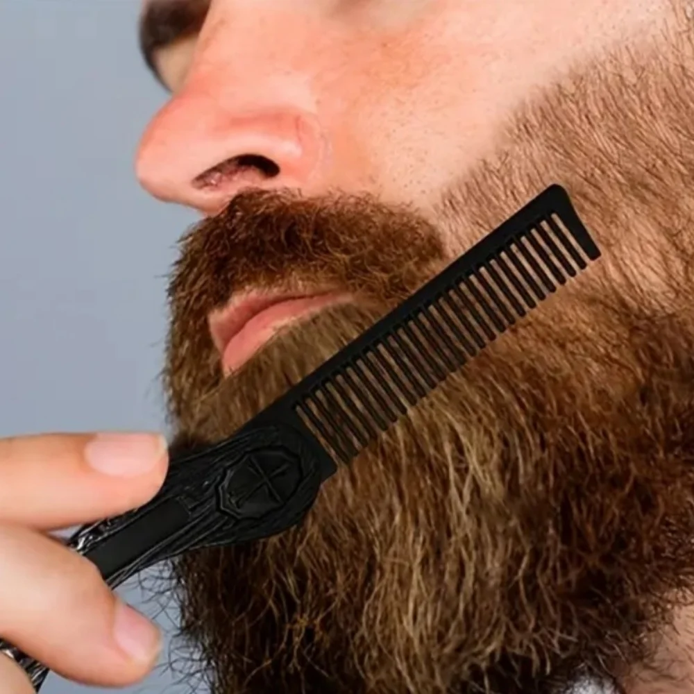 Vintage Skull Pattern Portable Folding Comb Beard Styling Comb Mini Pocket Size
